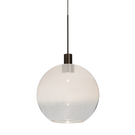 Besa Lighting Newton 8 Cord Pendant, Milky White/Clear, Bronze Finish, 1x3W LED 1XT-NEWTON8WC-LED-BR
